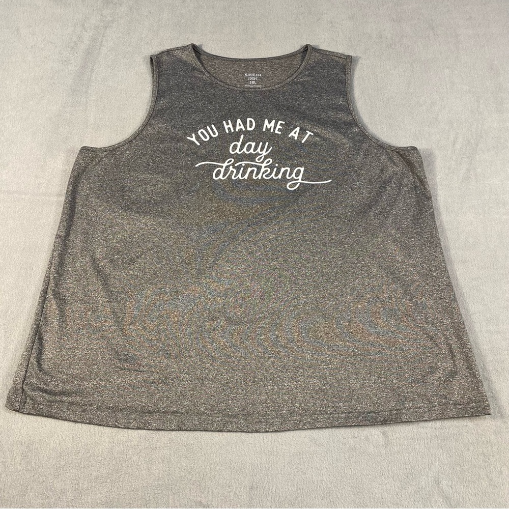 Curve Women’s Gray Tank Top with Slogan Print, size 3XL